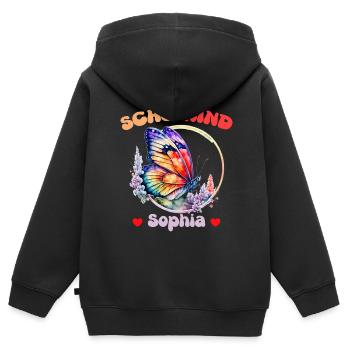Sophia écolière - Sweat Premium à capuche zippé enfant bio - noir - Dos - AI Model Kid Male (0cm)