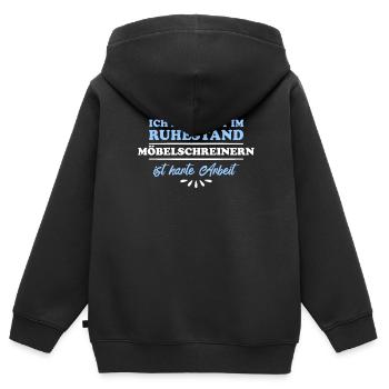 Pensionné Retraité Charpentier/menuisière de meubles - Sweat Premium à capuche zippé enfant bio - noir - Dos - AI Model Kid Male (0cm)