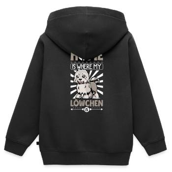 Page d’accueil - Löwchen - Sweat Premium à capuche zippé enfant bio - noir - Dos - AI Model Kid Male (0cm)