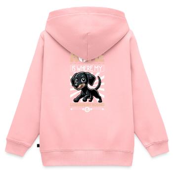 Zuhause - Litauische Bracke - Kinder Premium Organic Zip Hoodie - Rosa - Hinten - AI Model Kid Female (0cm)