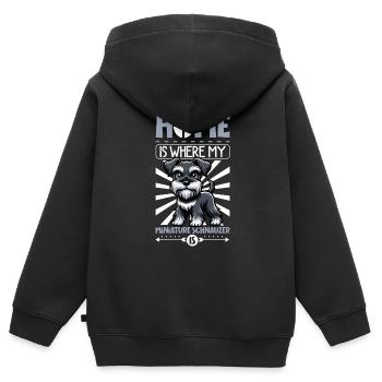 Accueil - Museau miniature - Sweat Premium à capuche zippé enfant bio - noir - Dos - AI Model Kid Male (0cm)