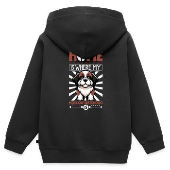 Accueil - Chien de garde de Moscou - Sweat Premium à capuche zippé enfant bio - noir - Dos - AI Model Kid Male (0cm)