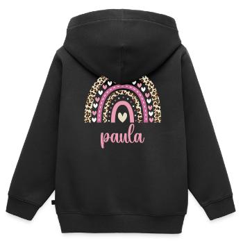 Paula Regenbogen Name Geburtstag Paula - Kinder Premium Organic Zip Hoodie - Schwarz - Hinten - AI Model Kid Male (0cm)