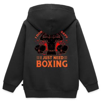 Je n’ai pas besoin de thérapie, j’ai juste besoin de boxe - Sweat Premium à capuche zippé enfant bio - noir - Dos - AI Model Kid Male (0cm)