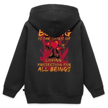 Boxen - Kinder Premium Organic Zip Hoodie - Schwarz - Hinten - AI Model Kid Male (0cm)