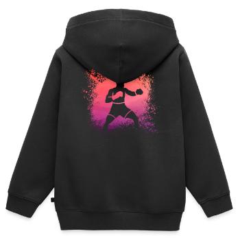 Boxen - Kinder Premium Organic Zip Hoodie - Schwarz - Hinten - AI Model Kid Male (0cm)