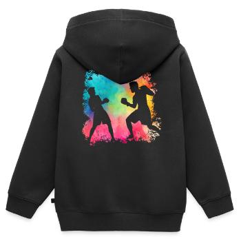 Boxe - Sweat Premium à capuche zippé enfant bio - noir - Dos - AI Model Kid Male (0cm)