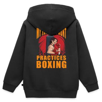 MEINE Lieblingstante trainiert Boxen - Kinder Premium Organic Zip Hoodie - Schwarz - Hinten - AI Model Kid Male (0cm)