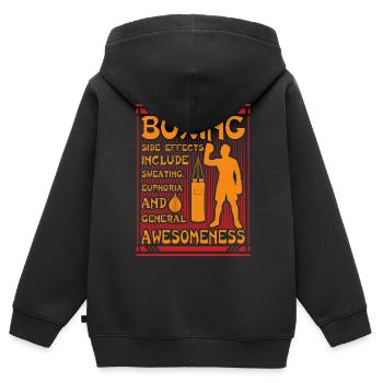 Boxen Lustiges Zitat - Kinder Premium Organic Zip Hoodie - Schwarz - Hinten - AI Model Kid Male (0cm)