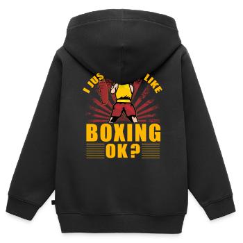 Ich mag Boxen einfach sehr, okay? - Kinder Premium Organic Zip Hoodie - Schwarz - Hinten - AI Model Kid Male (0cm)