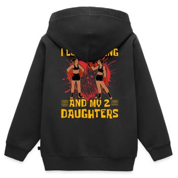 Ich liebe Boxen und meine 2 Töchter - Kinder Premium Organic Zip Hoodie - Schwarz - Hinten - AI Model Kid Male (0cm)