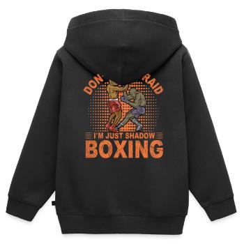 N’ayez pas peur, je ne suis que du Shadow Boxing - Sweat Premium à capuche zippé enfant bio - noir - Dos - AI Model Kid Male (0cm)