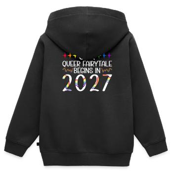 Queer Fairytale 2027 Hochzeit Homo-Ehe - Kinder Premium Organic Zip Hoodie - Schwarz - Hinten - AI Model Kid Male (0cm)