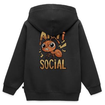 Anti-soziale Ameise - Kinder Premium Organic Zip Hoodie - Schwarz - Hinten - AI Model Kid Male (0cm)
