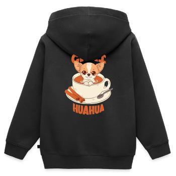 Chihuahua au Chai Latte - Sweat Premium à capuche zippé enfant bio - noir - Dos - AI Model Kid Male (0cm)