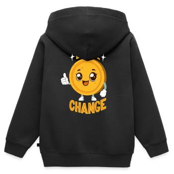 Soyez le changement - Jeu de mots sur le changement - Sweat Premium à capuche zippé enfant bio - noir - Dos - AI Model Kid Male (0cm)