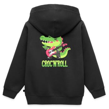 Rocker-Krokodil - Wortwitz - Kinder Premium Organic Zip Hoodie - Schwarz - Hinten - AI Model Kid Male (0cm)