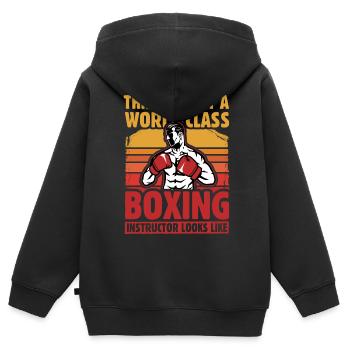 So sieht ein Weltklasse-Boxlehrer aus - Kinder Premium Organic Zip Hoodie - Schwarz - Hinten - AI Model Kid Male (0cm)