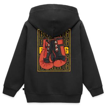 Boxe - Sweat Premium à capuche zippé enfant bio - noir - Dos - AI Model Kid Male (0cm)