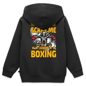 Du kannst mich nicht erschrecken, ich kenne Boxen - Kinder Premium Organic Zip Hoodie - Schwarz - Hinten - AI Model Kid Male (0cm)