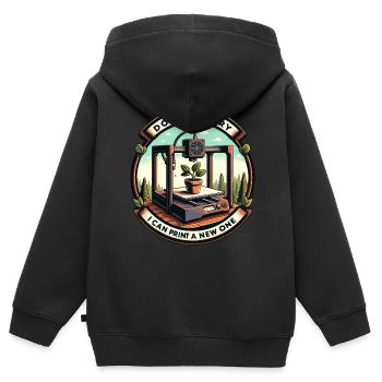 Keine Sorge ich kann es neu drucken 3D-Druck - Sweat Premium à capuche zippé enfant bio - noir - Dos - AI Model Kid Male (0cm)