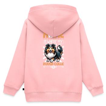 Home - Longhair Collie - Kids Premium Organic Zip-up Hoodie - rose - Back - AI Model Kid Female (0cm)