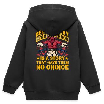 Boxzitat Stolzer Spruch - Kinder Premium Organic Zip Hoodie - Schwarz - Hinten - AI Model Kid Male (0cm)