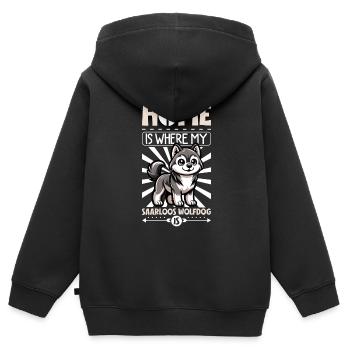 Page d’accueil - Saarlooswolfhund - Sweat Premium à capuche zippé enfant bio - noir - Dos - AI Model Kid Male (0cm)