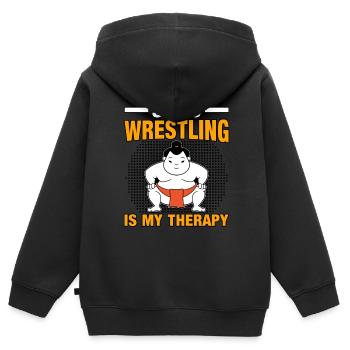 La lutte sumo est ma thérapie - Sweat Premium à capuche zippé enfant bio - noir - Dos - AI Model Kid Male (0cm)