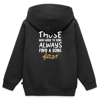 Chanteur chanteur chanteur musicien cadeau - Sweat Premium à capuche zippé enfant bio - noir - Dos - AI Model Kid Male (0cm)