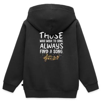 Singer - Kids Premium Organic Zip-up Hoodie - black - Back - AI Model Kid Male (0cm)