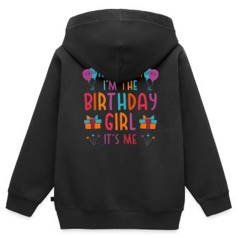 Ich bin das Geburtstagsmädchen - Sweat Premium à capuche zippé enfant bio - noir - Dos - AI Model Kid Male (0cm)