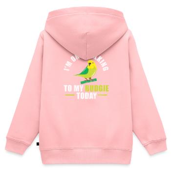 Perruche ondulée - Sweat Premium à capuche zippé enfant bio - rose - Dos - AI Model Kid Female (0cm)