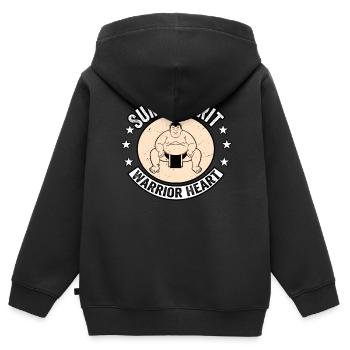Sumo-Geist-Krieger-Herz - Kinder Premium Organic Zip Hoodie - Schwarz - Hinten - AI Model Kid Male (0cm)