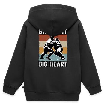 Großer Kampf Großes Herz - Kinder Premium Organic Zip Hoodie - Schwarz - Hinten - AI Model Kid Male (0cm)
