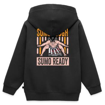 Sumo robuste Sumo prêt pour le Sumo - Sweat Premium à capuche zippé enfant bio - noir - Dos - AI Model Kid Male (0cm)