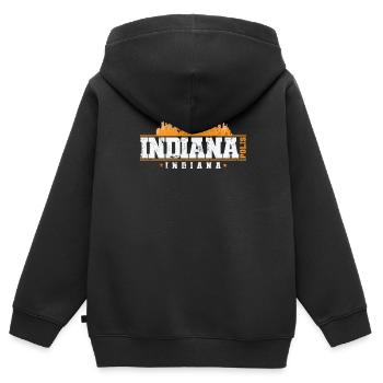 Indianapolis, ville de l’Indiana aux États-Unis - Sweat Premium à capuche zippé enfant bio - noir - Dos - AI Model Kid Male (0cm)