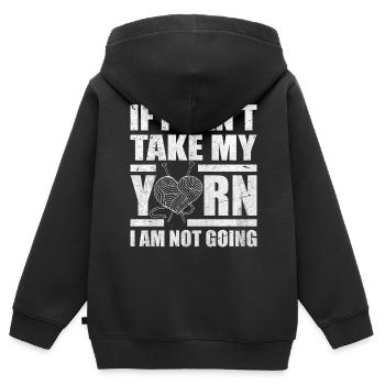 Wenn ich mein Garn nicht nehmen kann, gehe ich nicht - Stricken - Kinder Premium Organic Zip Hoodie - Schwarz - Hinten - AI Model Kid Male (0cm)
