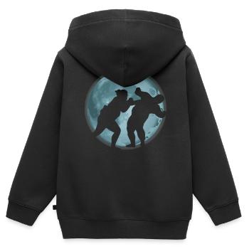 Sumo - Kinder Premium Organic Zip Hoodie - Schwarz - Hinten - AI Model Kid Male (0cm)