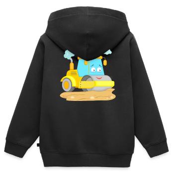 Rouleau compresseur Rouleau de chantier - Sweat Premium à capuche zippé enfant bio - noir - Dos - AI Model Kid Male (0cm)
