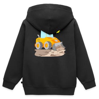 Radlader - Kinder Premium Organic Zip Hoodie - Schwarz - Hinten - AI Model Kid Male (0cm)