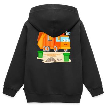 Garbage trucks for boys and girls - Kids Premium Organic Zip-up Hoodie - black - Back - AI Model Kid Male (0cm)