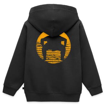 Sumo - Kinder Premium Organic Zip Hoodie - Schwarz - Hinten - AI Model Kid Male (0cm)
