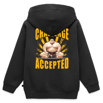 Défi Sumo accepté - Sweat Premium à capuche zippé enfant bio - noir - Dos - AI Model Kid Male (0cm)