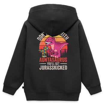 Autisme - Sweat Premium à capuche zippé enfant bio - noir - Dos - AI Model Kid Male (0cm)