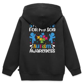 Autismus - Kinder Premium Organic Zip Hoodie - Schwarz - Hinten - AI Model Kid Male (0cm)