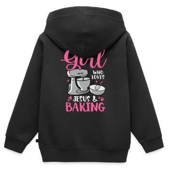 Bäcker Bäckerein Backwaren Backen Geschenk - Kinder Premium Organic Zip Hoodie - Schwarz - Hinten - AI Model Kid Male (0cm)