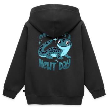 Dicton de Newt : « Chaque jour est un jour de triton » - Sweat Premium à capuche zippé enfant bio - noir - Dos - AI Model Kid Male (0cm)