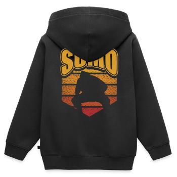 Sumo - Kinder Premium Organic Zip Hoodie - Schwarz - Hinten - AI Model Kid Male (0cm)