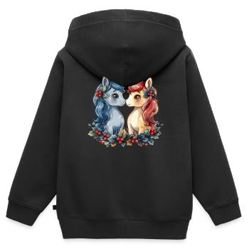 Einhorn Mistelzweig Weihnachten Kawaii - Kinder Premium Organic Zip Hoodie - Schwarz - Hinten - AI Model Kid Male (0cm)